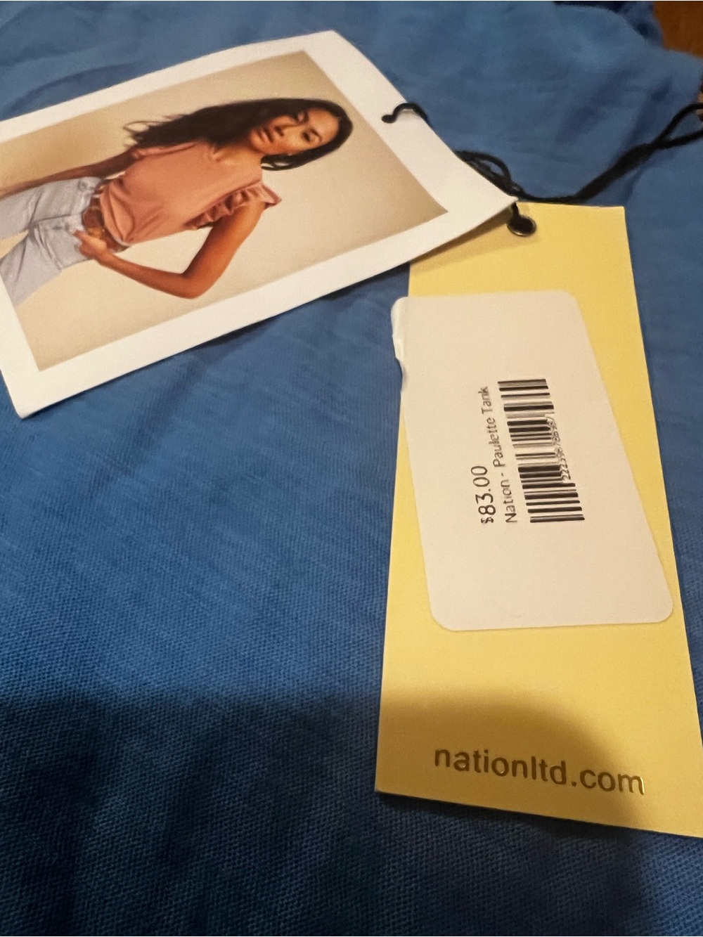 Nation Ruffle-Trim Tank Top - Sky Blue - Picture 2 of 6